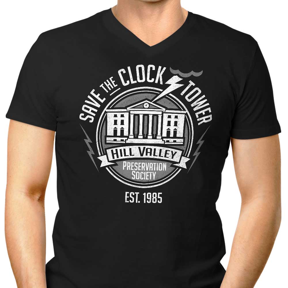 Save the Clock Tower Men's V-Neck - Adult & Kids T-Shirts, Sweatshirts & Hoodies apparel design preview 1