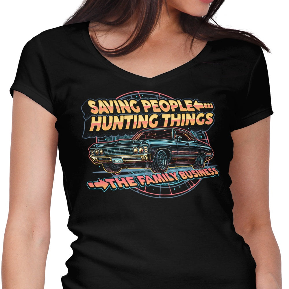 Saving People, Hunting Things Women's V-Neck - Adult & Kids T-Shirts, Sweatshirts & Hoodies apparel design preview 1