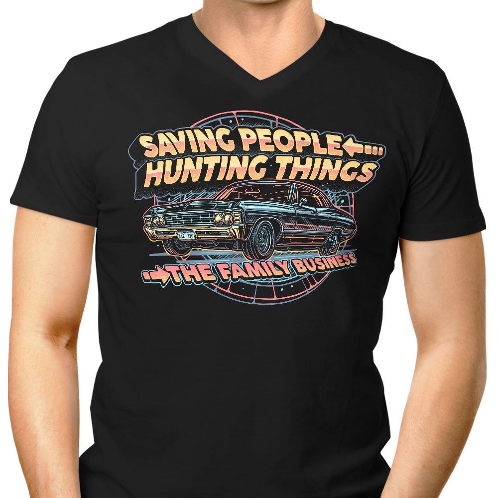Saving People, Hunting Things Men's V-Neck - Adult & Kids T-Shirts, Sweatshirts & Hoodies apparel design preview 1
