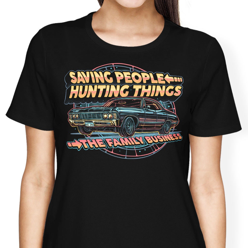 Saving People, Hunting Things Women's Apparel - Adult & Kids T-Shirts, Sweatshirts & Hoodies apparel design preview 1