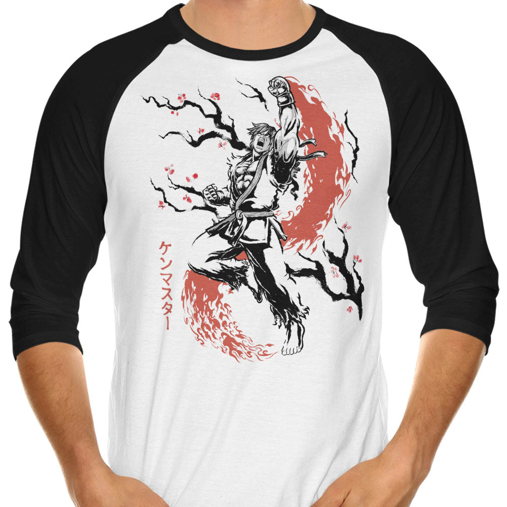 Scarlet Flame Sumi-e 3/4 Sleeve Raglan - Adult & Kids T-Shirts, Sweatshirts & Hoodies apparel design preview 1
