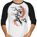 Scarlet Flame Sumi-e 3/4 Sleeve Raglan - Adult & Kids T-Shirts, Sweatshirts & Hoodies apparel design preview 1