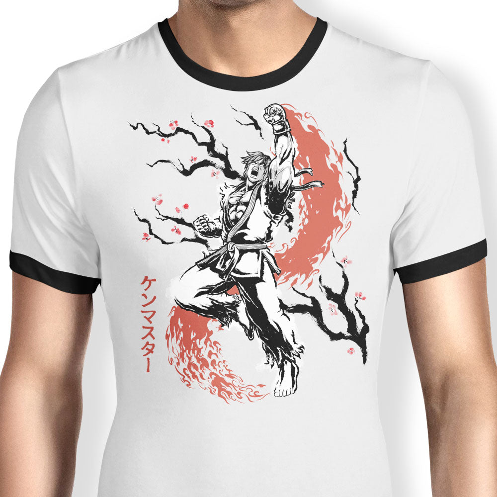 Scarlet Flame Sumi-e Ringer - Adult & Kids T-Shirts, Sweatshirts & Hoodies apparel design preview 1