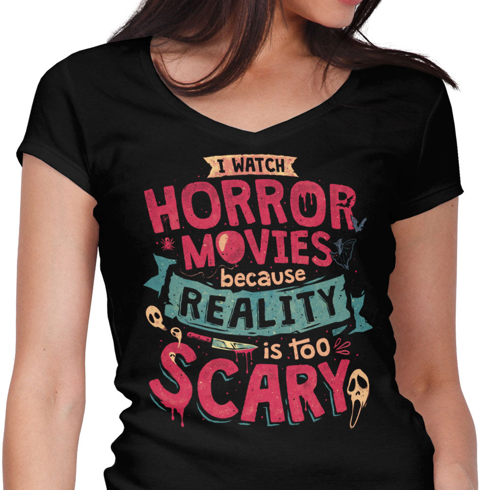 Scary Reality Women's V-Neck - Adult & Kids T-Shirts, Sweatshirts & Hoodies apparel design preview 1