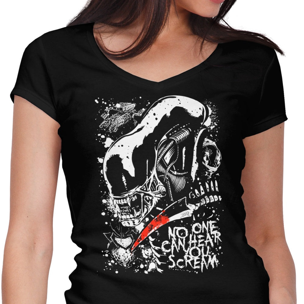 Screaming in Space Women's V-Neck - Adult & Kids T-Shirts, Sweatshirts & Hoodies apparel design preview 1