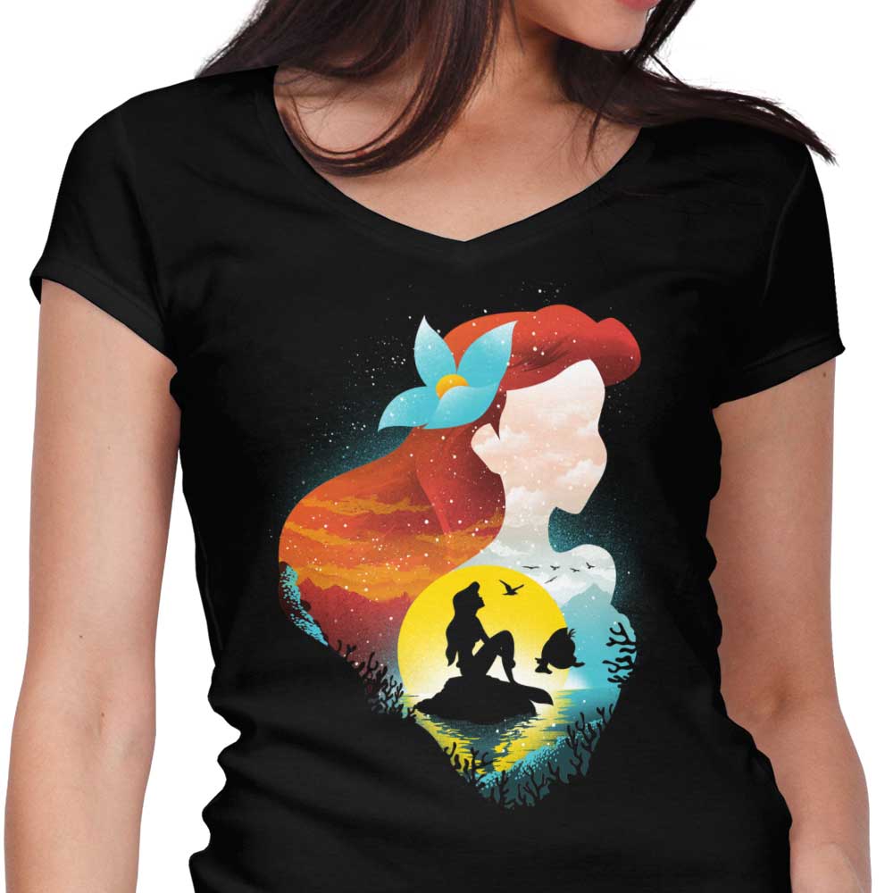 Sea Princess Silhouette Women's V-Neck - Adult & Kids T-Shirts, Sweatshirts & Hoodies apparel design preview 1
