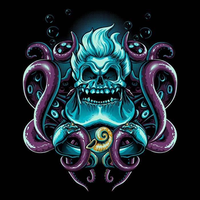 Sea Witch Skull Men's Apparel - Adult & Kids T-Shirts, Sweatshirts & Hoodies apparel design preview 2