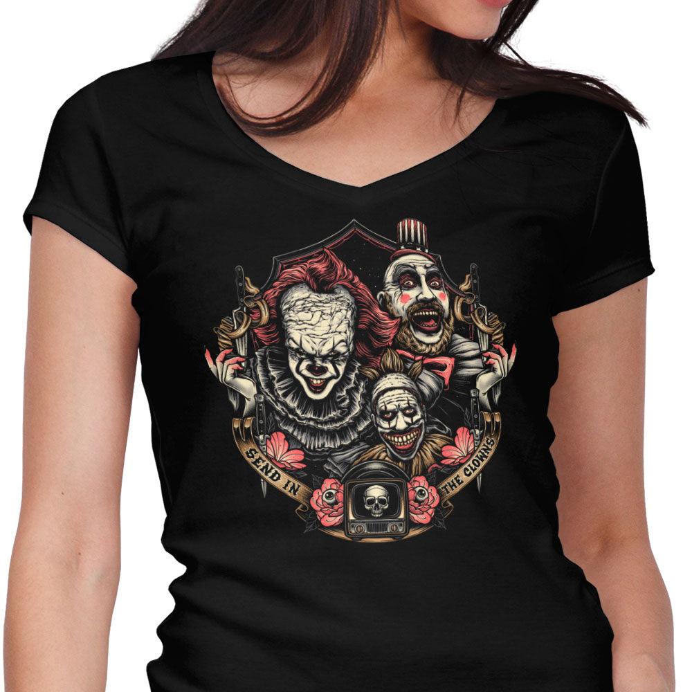 Send in the Clowns Women's V-Neck - Adult & Kids T-Shirts, Sweatshirts & Hoodies apparel design preview 1