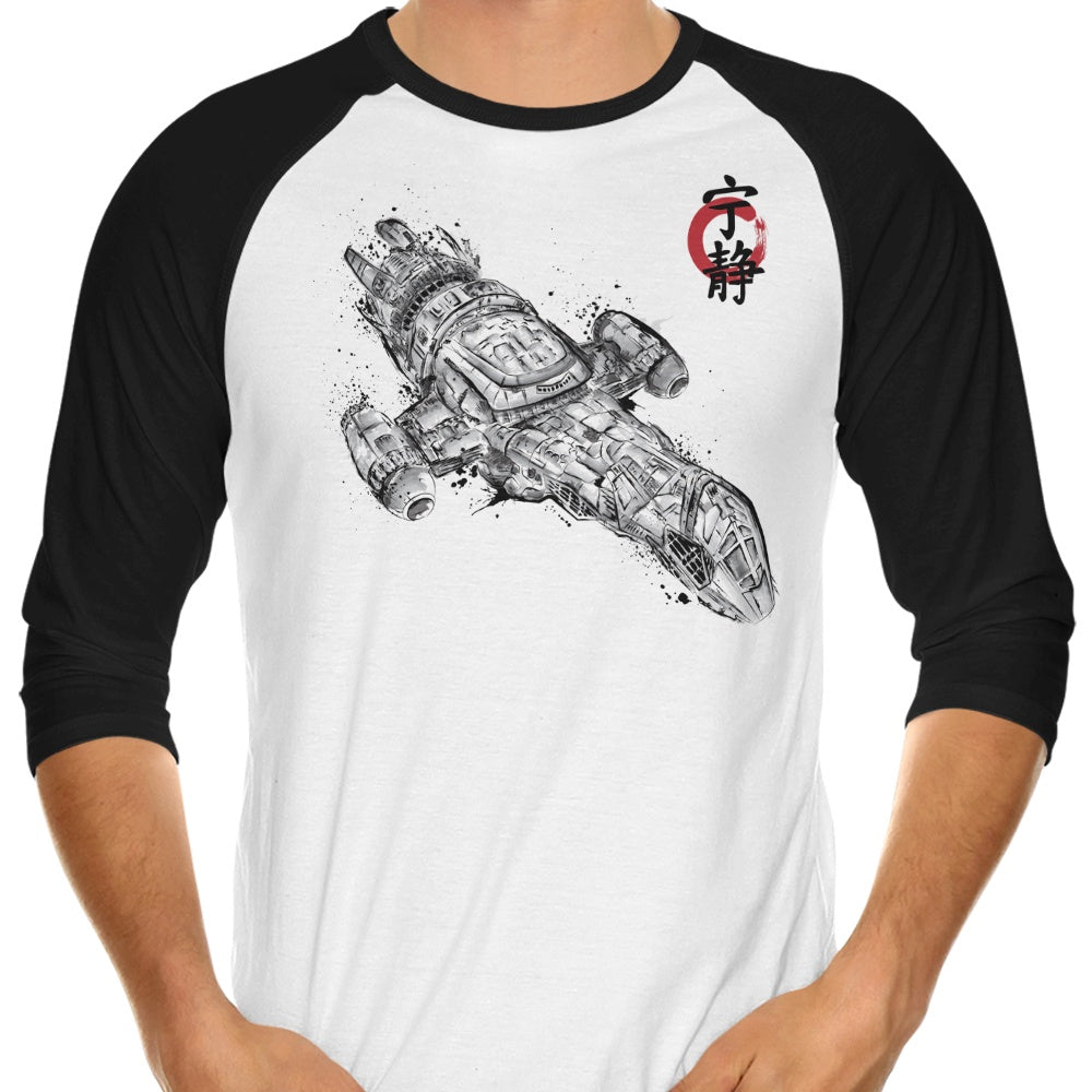 Serenity Sumi-e 3/4 Sleeve Raglan - Adult & Kids T-Shirts, Sweatshirts & Hoodies apparel design preview 1