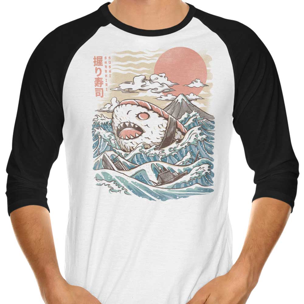 Sharkiri Sushi 3/4 Sleeve Raglan - Adult & Kids T-Shirts, Sweatshirts & Hoodies apparel design preview 1