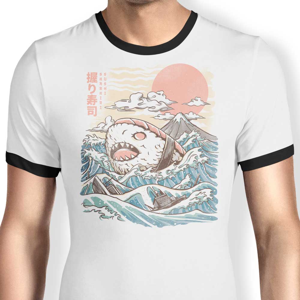 Sharkiri Sushi Ringer - Adult & Kids T-Shirts, Sweatshirts & Hoodies apparel design preview 1