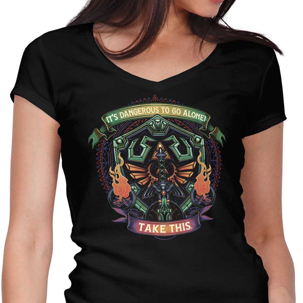 Shield and Sword Women's V-Neck - Adult & Kids T-Shirts, Sweatshirts & Hoodies apparel design preview 1