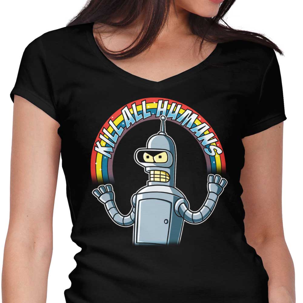 Shiny Metal Robot Women's V-Neck - Adult & Kids T-Shirts, Sweatshirts & Hoodies apparel design preview 1