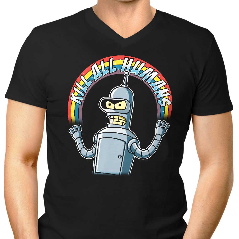 Shiny Metal Robot Men's V-Neck - Adult & Kids T-Shirts, Sweatshirts & Hoodies apparel design preview 1