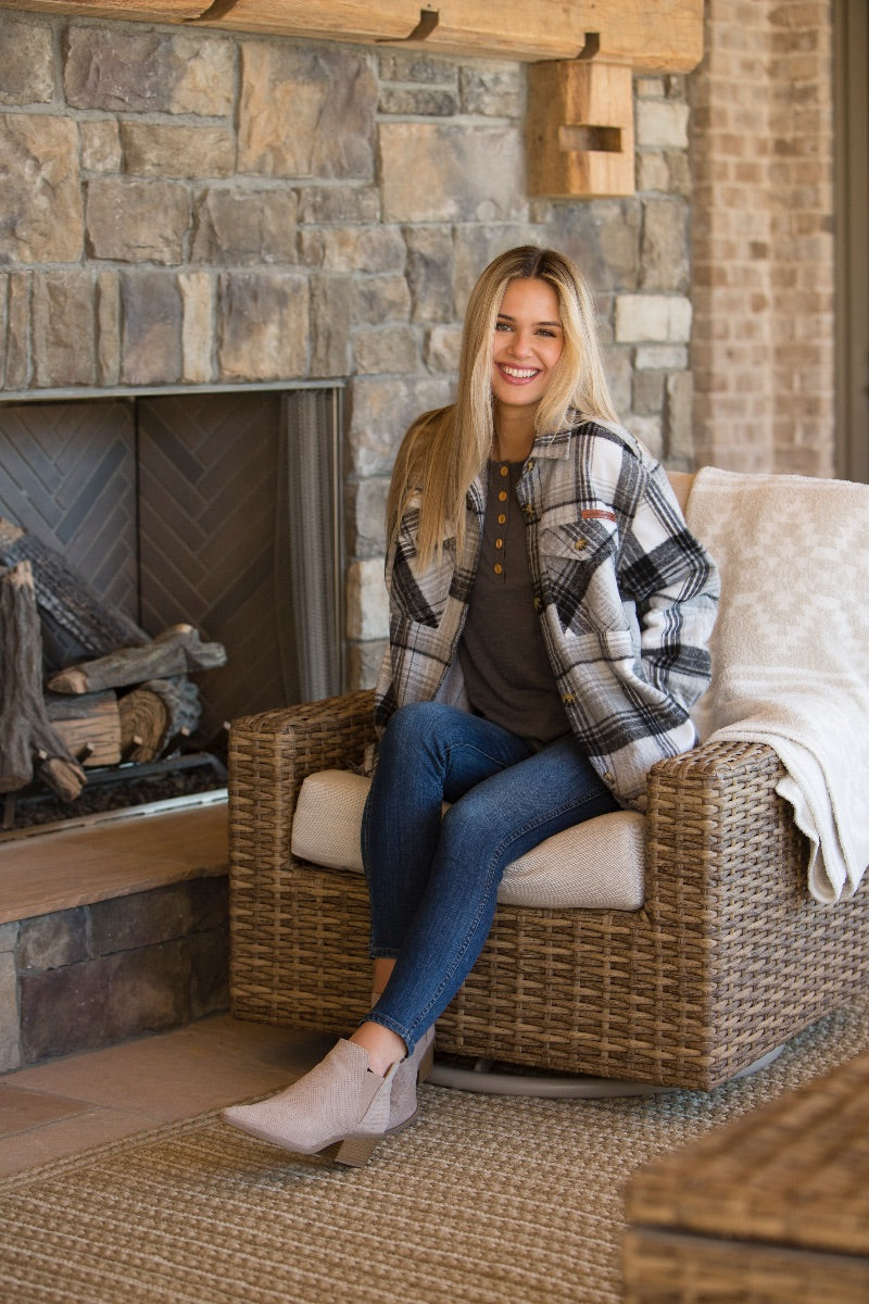 Simply Southern Grey Plaid Sherpa Lined Sweater - Adult & Kids T-Shirts, Sweatshirts & Hoodies apparel design preview 2
