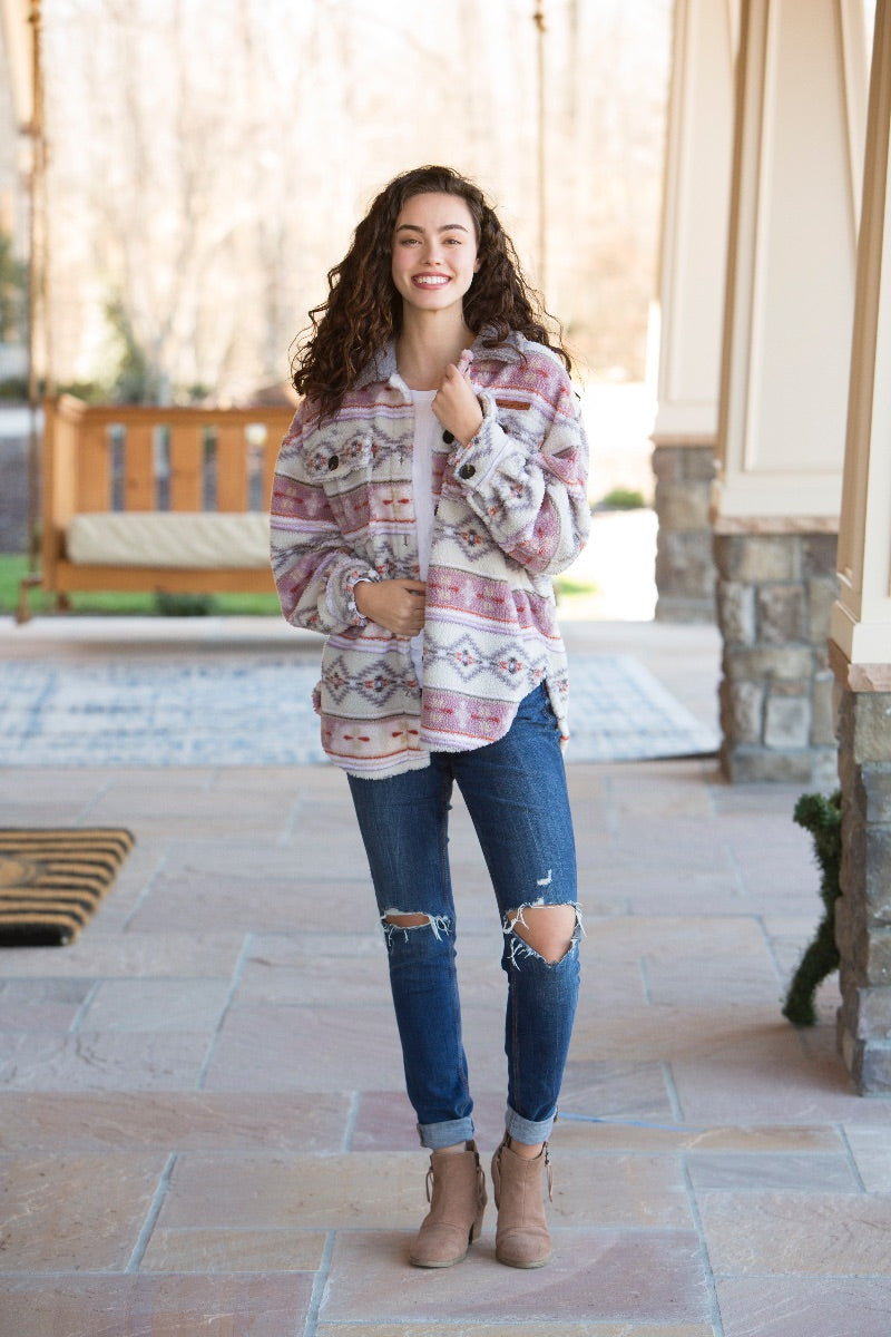 SALE Simply Southern Aztec Soft Sherpa Shacket Jacket - Adult & Kids T-Shirts, Sweatshirts & Hoodies apparel design preview 2