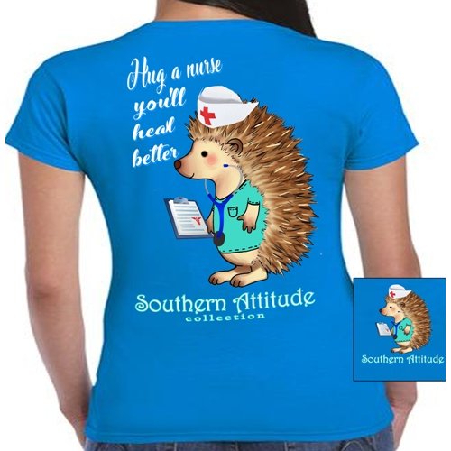 Southern Attitude Hedgehog Classy Hug A Nurse - Adult & Kids T-Shirts, Sweatshirts & Hoodies apparel design preview 1