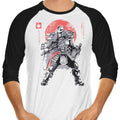 Shredded Sumi-e 3/4 Sleeve Raglan - Adult & Kids T-Shirts, Sweatshirts & Hoodies apparel design preview 1