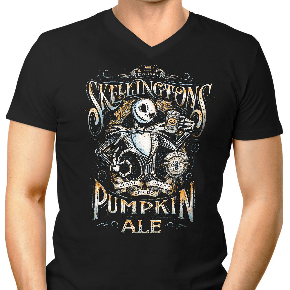 Skellington's Pumpkin Ale Men's V-Neck - Adult & Kids T-Shirts, Sweatshirts & Hoodies apparel design preview 1