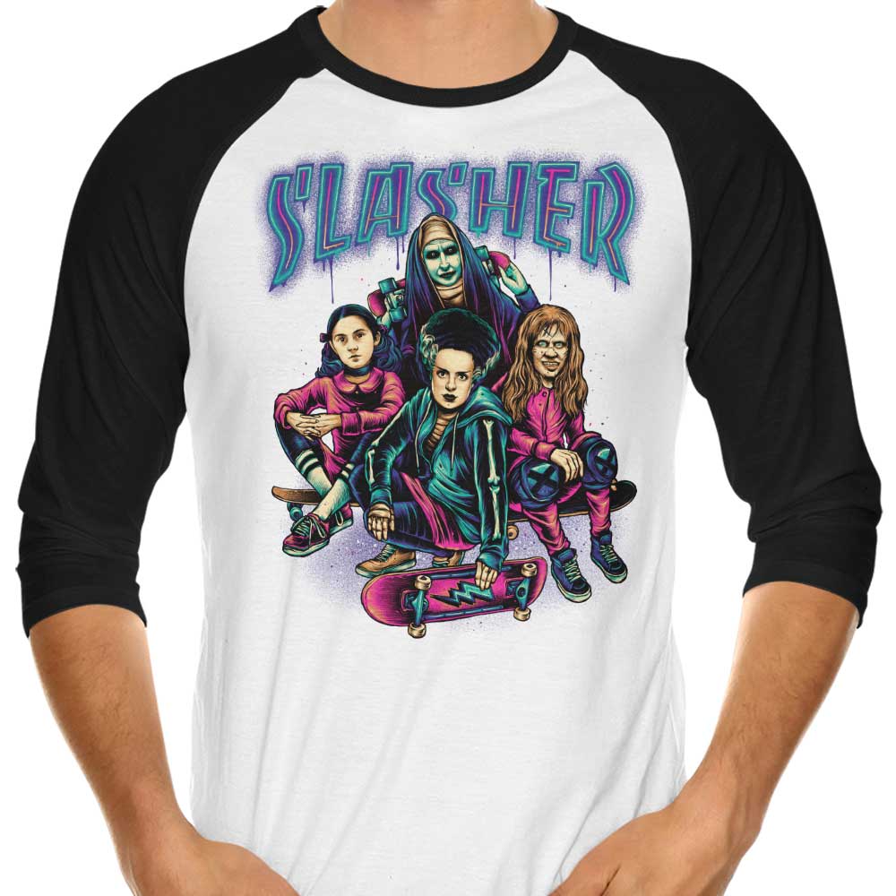 Slasher Girls 3/4 Sleeve Raglan - Adult & Kids T-Shirts, Sweatshirts & Hoodies apparel design preview 1