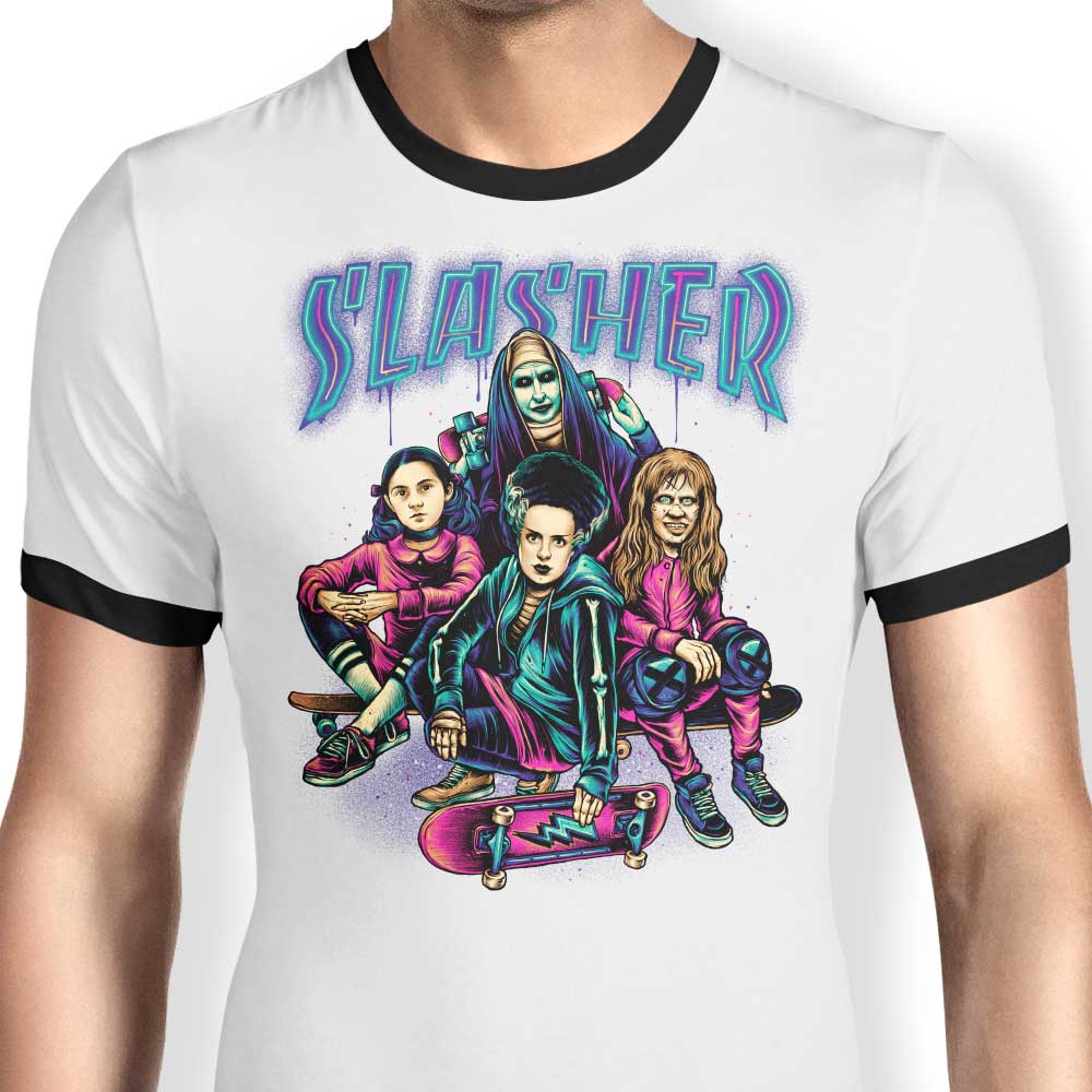 Slasher Girls Ringer - Adult & Kids T-Shirts, Sweatshirts & Hoodies apparel design preview 1
