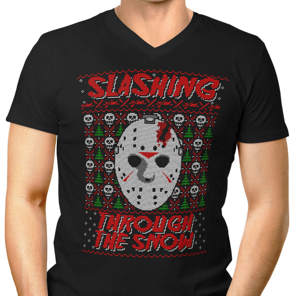 Slashing Through the Snow Men's V-Neck - Adult & Kids T-Shirts, Sweatshirts & Hoodies apparel design preview 1