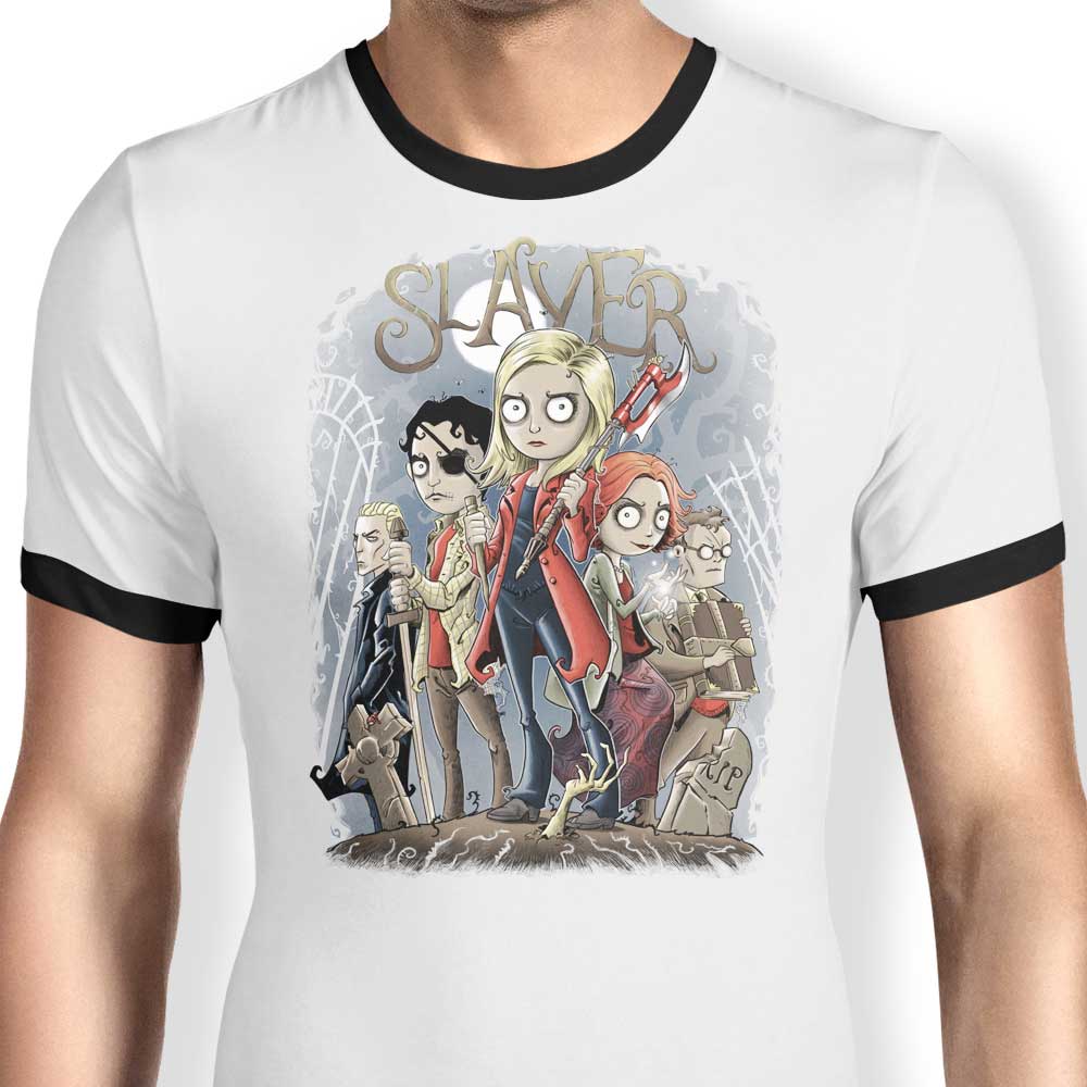 Slayer Ringer - Adult & Kids T-Shirts, Sweatshirts & Hoodies apparel design preview 1