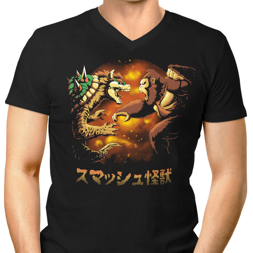 Smash Kaiju Men's V-Neck - Adult & Kids T-Shirts, Sweatshirts & Hoodies apparel design preview 1