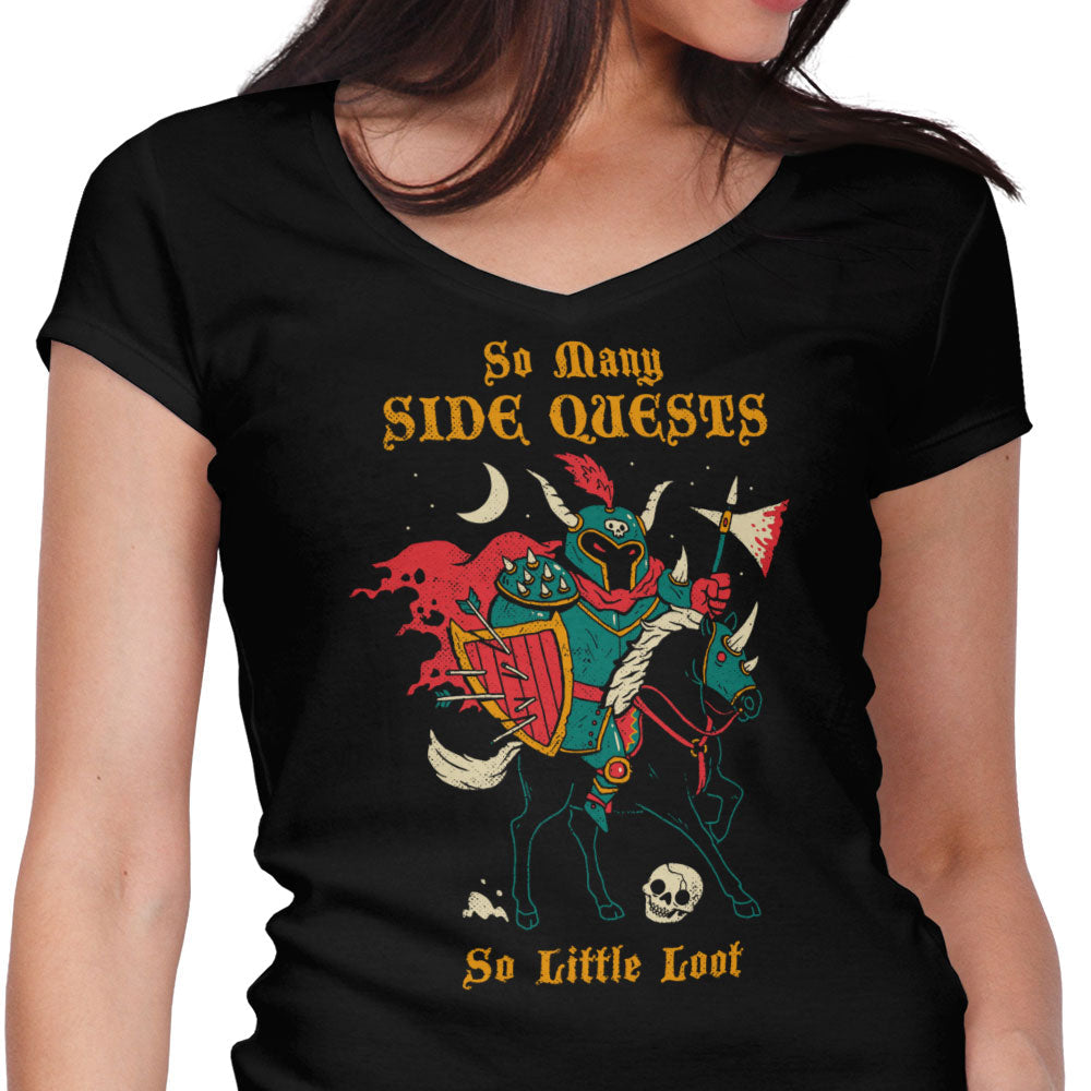So Many Side Quests Women's V-Neck - Adult & Kids T-Shirts, Sweatshirts & Hoodies apparel design preview 1