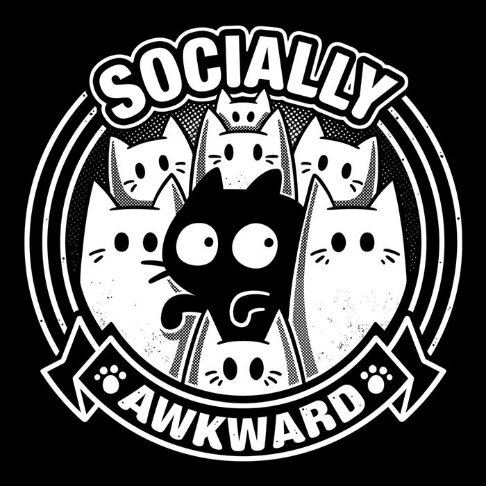 Socially Awkward Cat Coasters - Adult & Kids T-Shirts, Sweatshirts & Hoodies apparel design preview 1