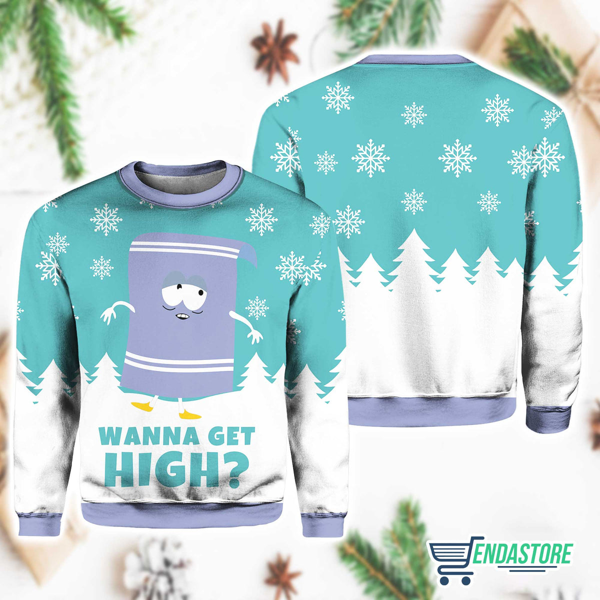 Towelie Red Eyes Ugly Christmas Sweater product image 2