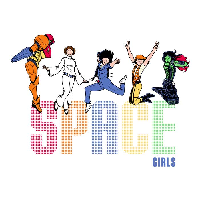Space Girls - Adult & Kids T-Shirts, Sweatshirts & Hoodies apparel design preview 2