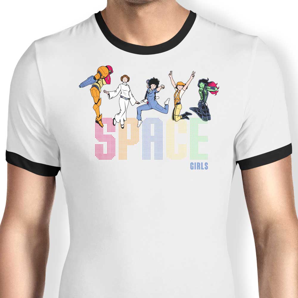 Space Girls Ringer - Adult & Kids T-Shirts, Sweatshirts & Hoodies apparel design preview 1
