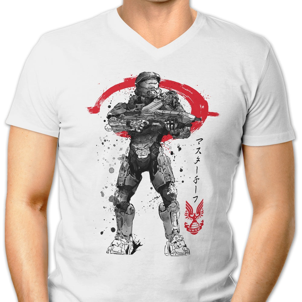 Spartan Sumi-e Men's V-Neck - Adult & Kids T-Shirts, Sweatshirts & Hoodies apparel design preview 1