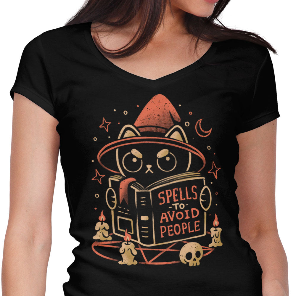 Spells to Avoid People Women's V-Neck - Adult & Kids T-Shirts, Sweatshirts & Hoodies apparel design preview 1