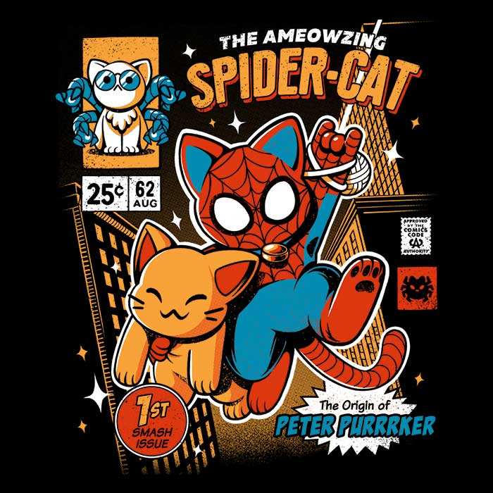 Spider Cat Men's V-Neck - Adult & Kids T-Shirts, Sweatshirts & Hoodies apparel design preview 2