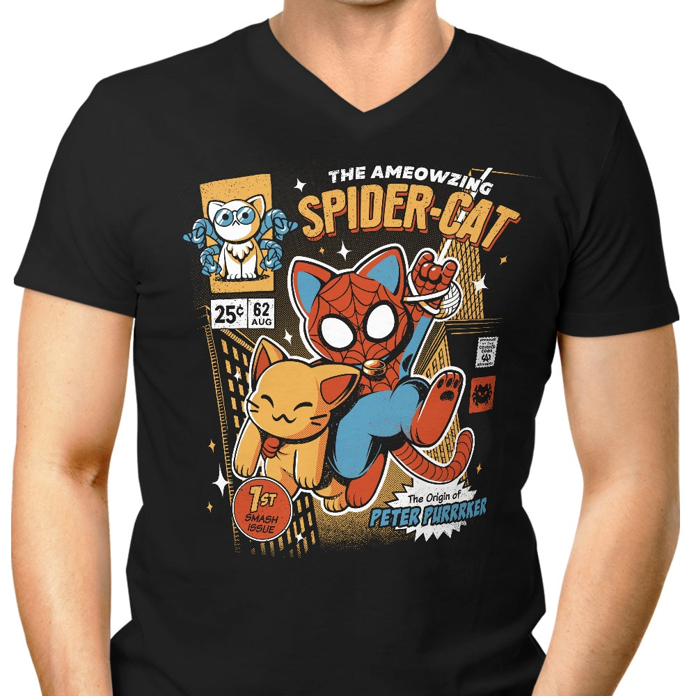 Spider Cat Men's V-Neck - Adult & Kids T-Shirts, Sweatshirts & Hoodies apparel design preview 1