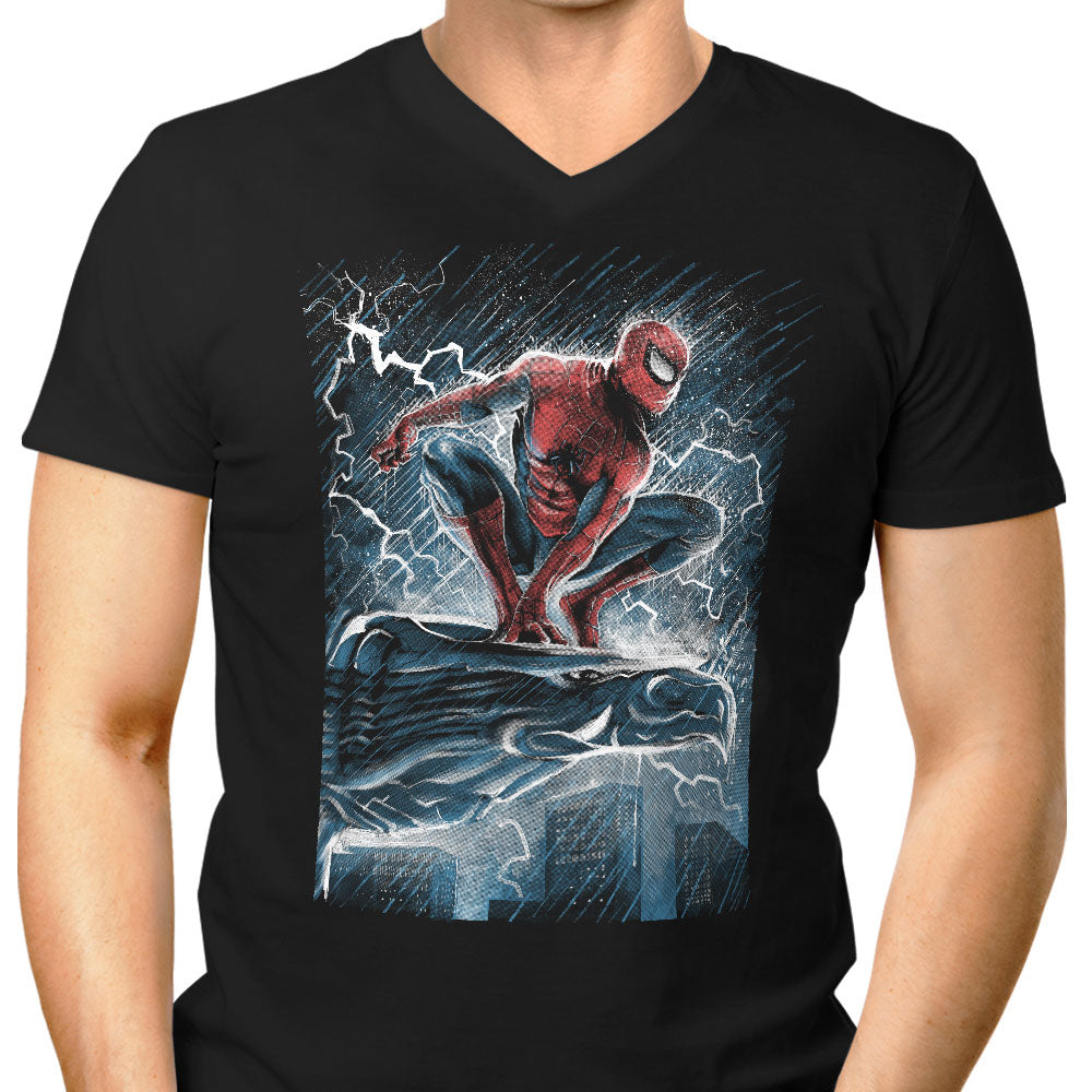 Spider Over the City Men's V-Neck - Adult & Kids T-Shirts, Sweatshirts & Hoodies apparel design preview 1