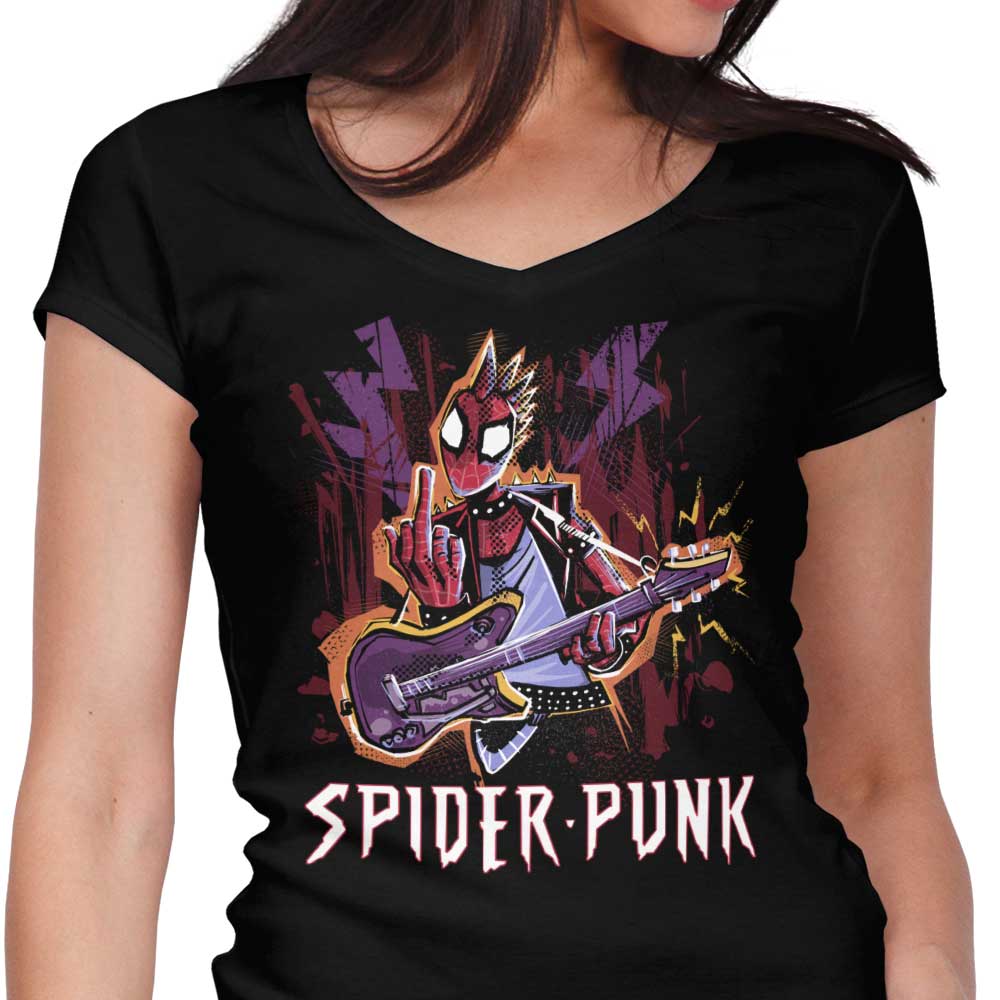 Spider Punk Women's V-Neck - Adult & Kids T-Shirts, Sweatshirts & Hoodies apparel design preview 1