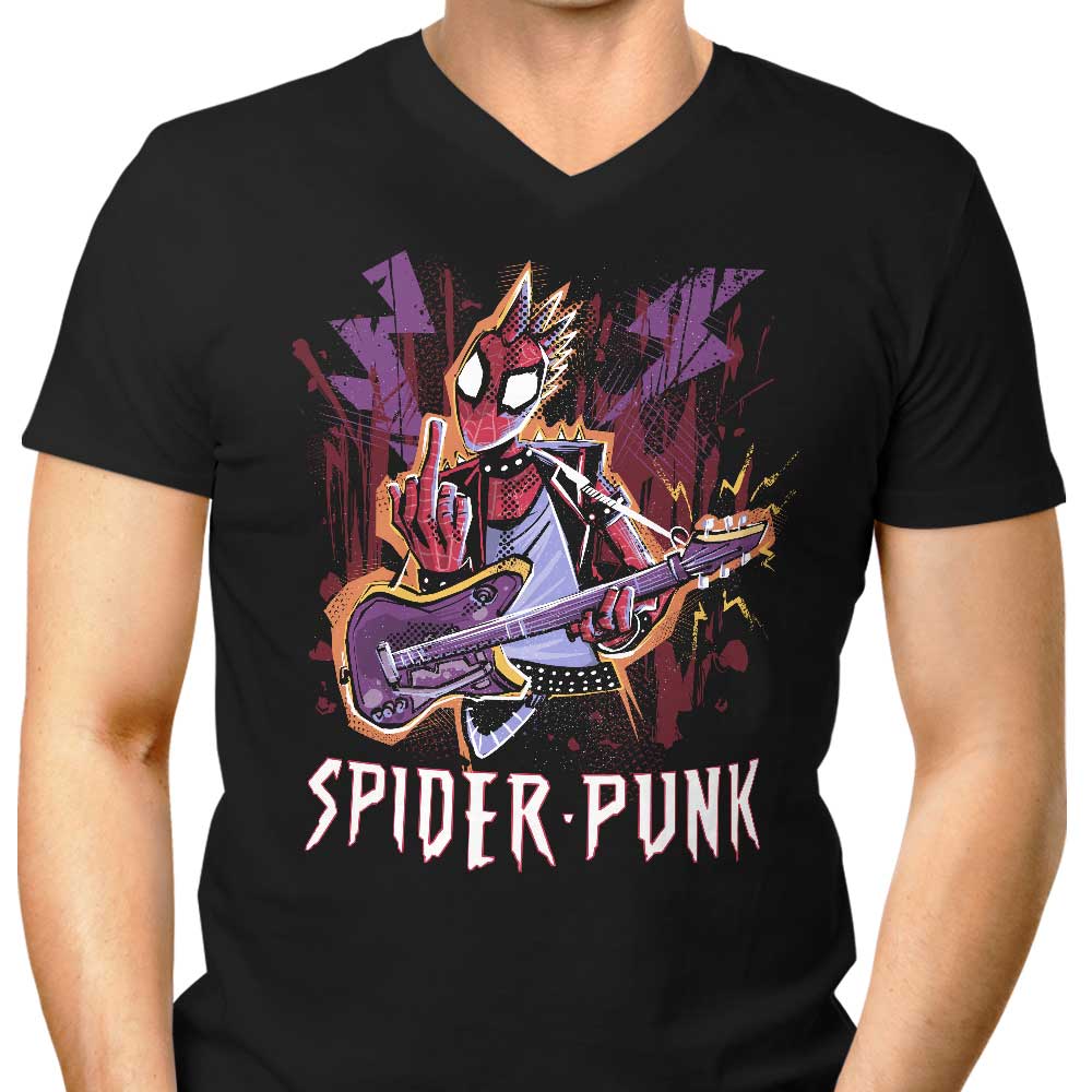 Spider Punk Men's V-Neck - Adult & Kids T-Shirts, Sweatshirts & Hoodies apparel design preview 1