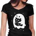 Spooky Cat Snatcher Women's V-Neck - Adult & Kids T-Shirts, Sweatshirts & Hoodies apparel design preview 1