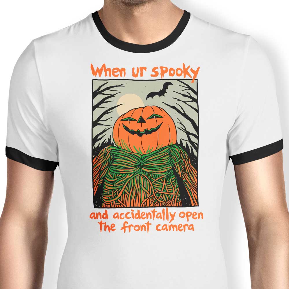 Spooky Selfie Ringer - Adult & Kids T-Shirts, Sweatshirts & Hoodies apparel design preview 1