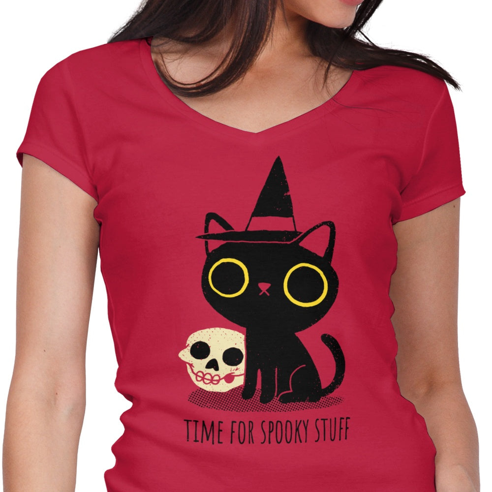 Spooky Time Women's V-Neck - Adult & Kids T-Shirts, Sweatshirts & Hoodies apparel design preview 1