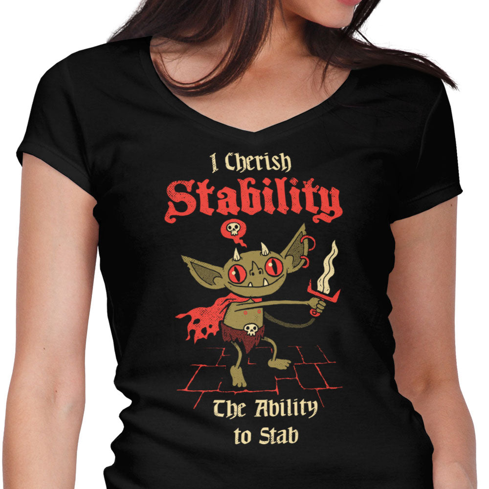 Stabby Goblin Women's V-Neck - Adult & Kids T-Shirts, Sweatshirts & Hoodies apparel design preview 1