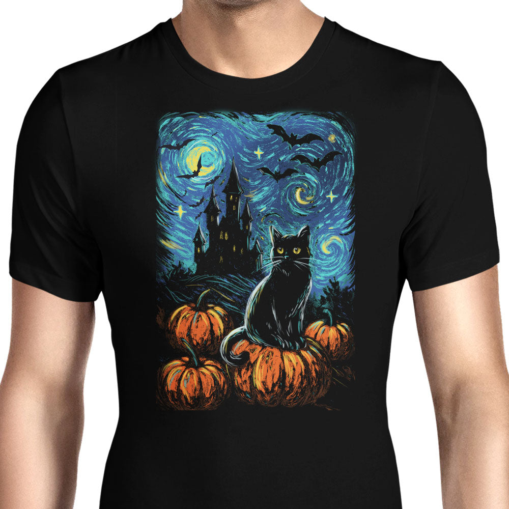 Starry Black Cat Men's Apparel - Adult & Kids T-Shirts, Sweatshirts & Hoodies apparel design preview 1