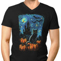 Starry Black Cat Men's V-Neck - Adult & Kids T-Shirts, Sweatshirts & Hoodies apparel design preview 1