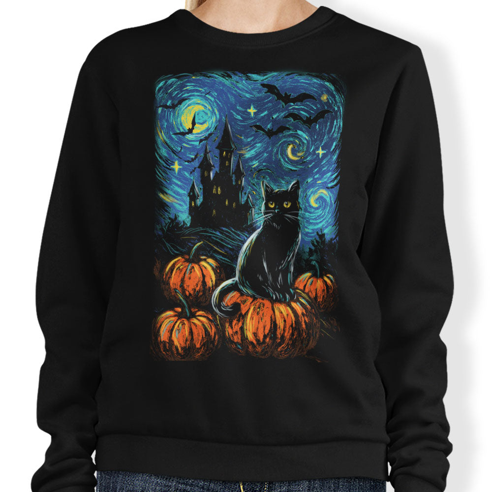 Starry Black Cat - Adult & Kids T-Shirts, Sweatshirts & Hoodies apparel design preview 1