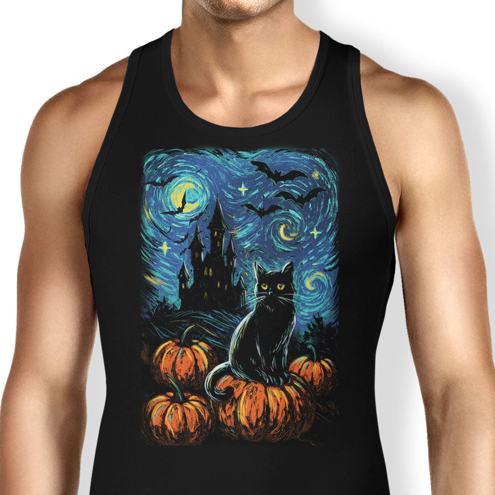 Starry Black Cat Tank Top - Adult & Kids T-Shirts, Sweatshirts & Hoodies apparel design preview 1