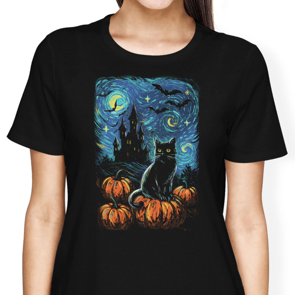 Starry Black Cat Women's Apparel - Adult & Kids T-Shirts, Sweatshirts & Hoodies apparel design preview 1