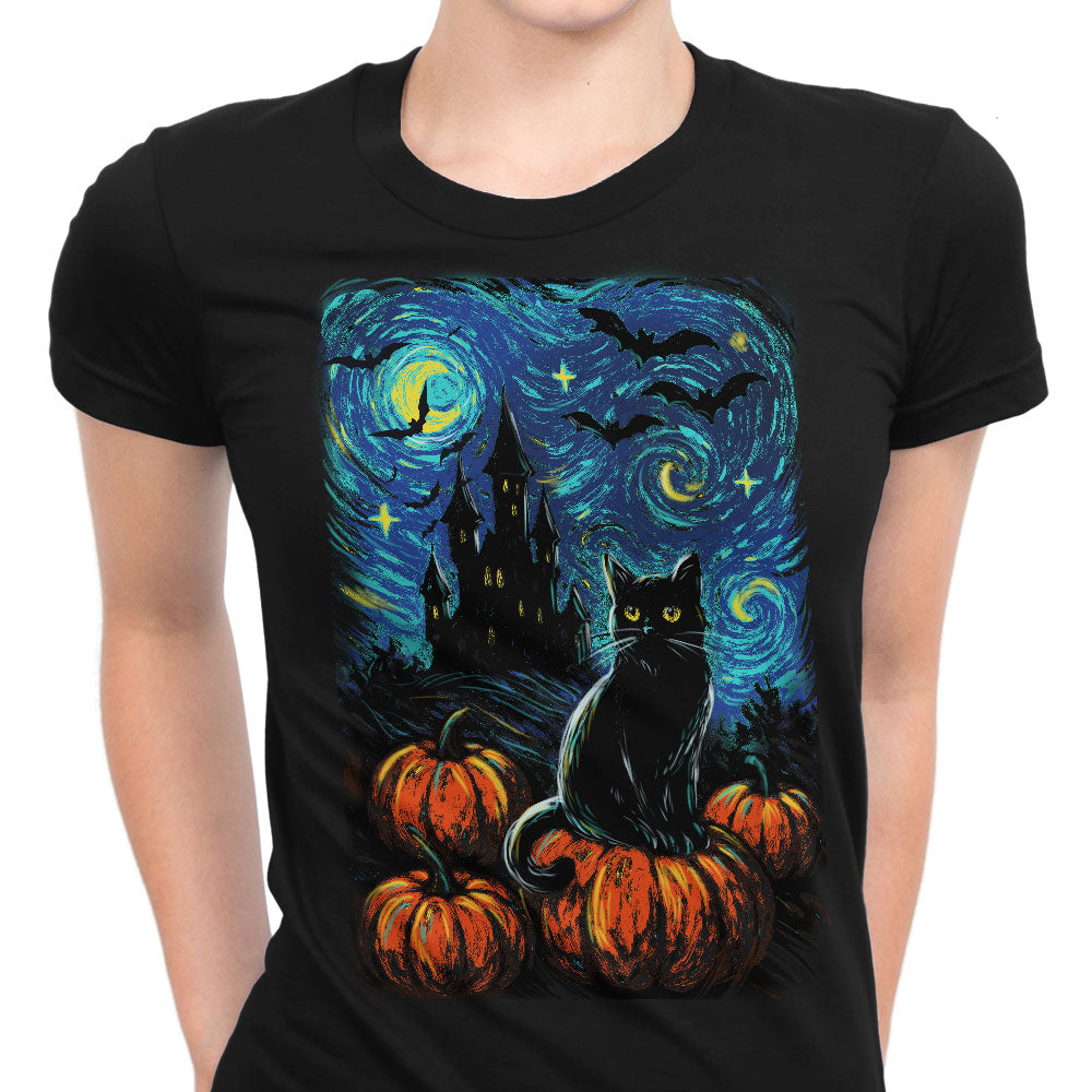 Starry Black Cat Women's Apparel - Adult & Kids T-Shirts, Sweatshirts & Hoodies apparel design preview 2
